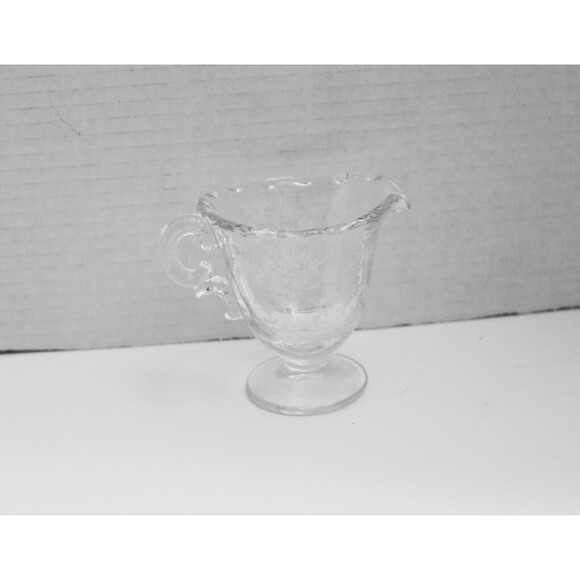 MCM Coffee Tea Service Floral Etched Glass Creamer Sugar Bowl And Tray - Picture 8 of 9